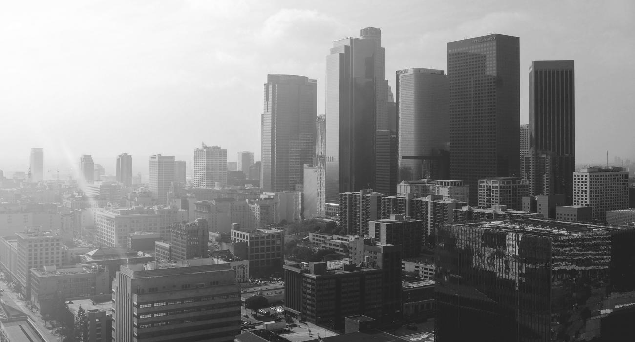 LA Skyline in black and white