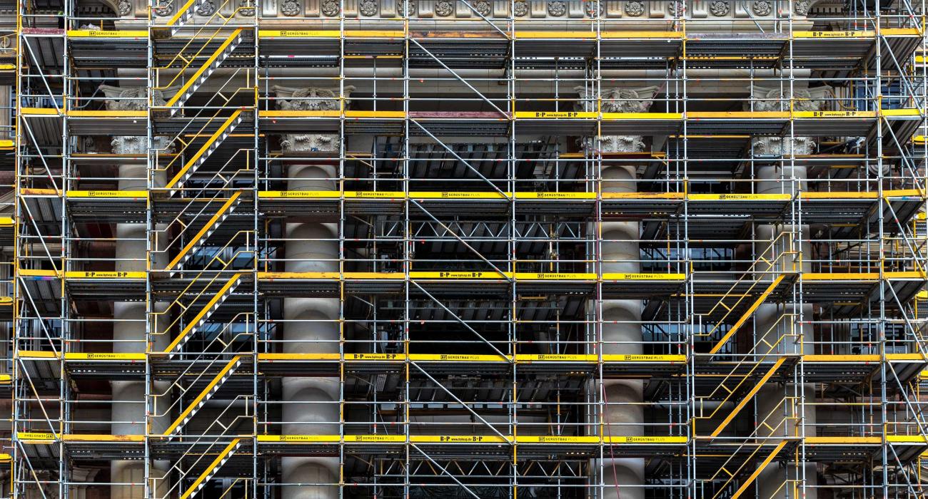 Scaffolding on large building